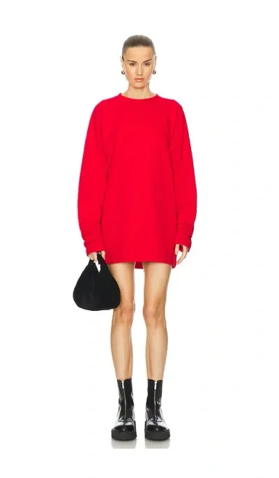 Norma Kamali Oversized Raglan Sleeve Mini Dress In Red