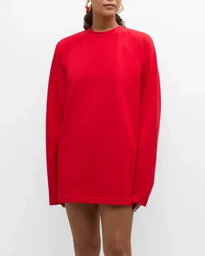 Norma Kamali Oversized Raglan Sleeve Mini Dress In Tiger Red