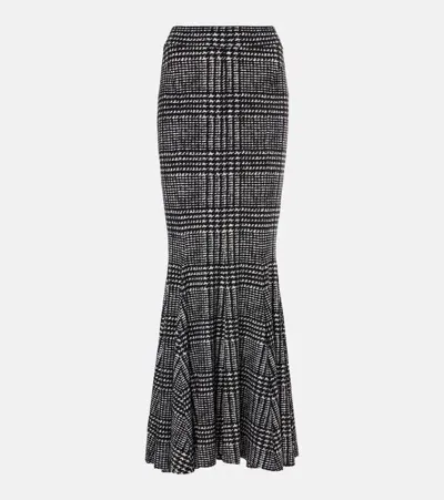 Norma Kamali Plaid Maxi Skirt In Green