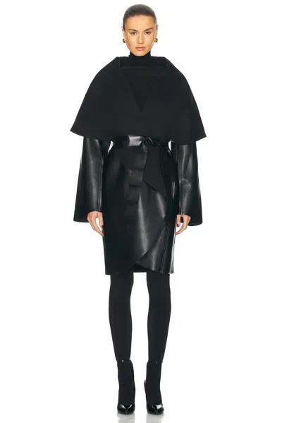 Norma Kamali Reversible Shawl Collar Coat In Black