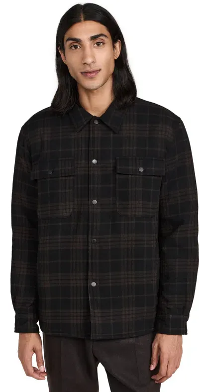 Norse Projects Hjalmer Insulated Wool Check Overshirt Espresso