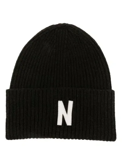 Norse Projects Logo-patch Beanie Hat In Brown