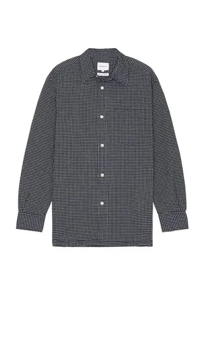 Norse Projects Mo Check Oversized Shirt In Dark Navy