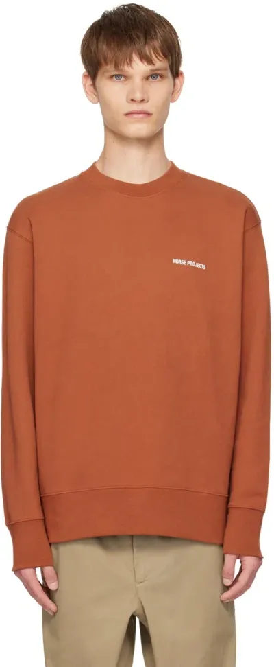 Norse Projects Orange Arne Sweatshirt In Red