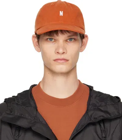 Norse Projects Orange Twill Sports Cap In Burnt Ocher