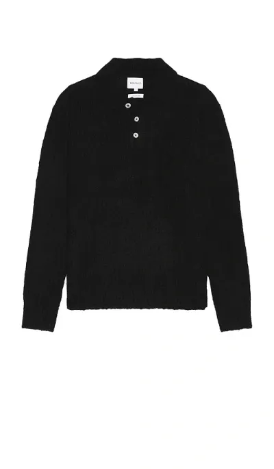 Norse Projects Rasmus Relaxed Brushed Polo Sweater In Black