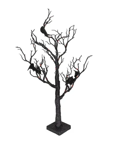 Northlight 26.5in Led Lighted Glittered Tabletop Halloween Tree In Black