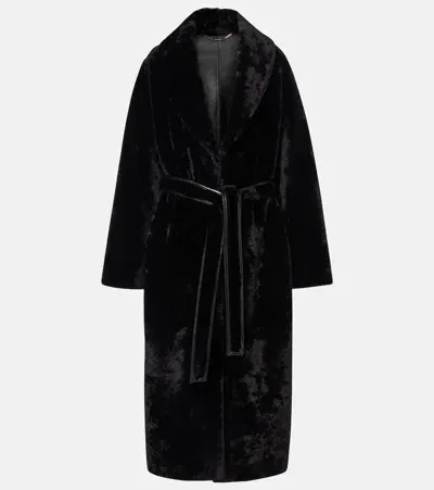 Nour Hammour Imani Shearling Coat In Black