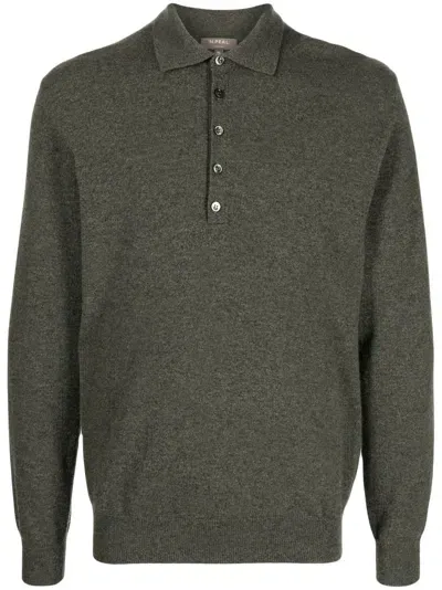 N•peal Long-sleeve Cashmere Polo Shirt In Green