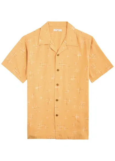 Nudie Jeans Arvid Printed Woven Shirt In Orange