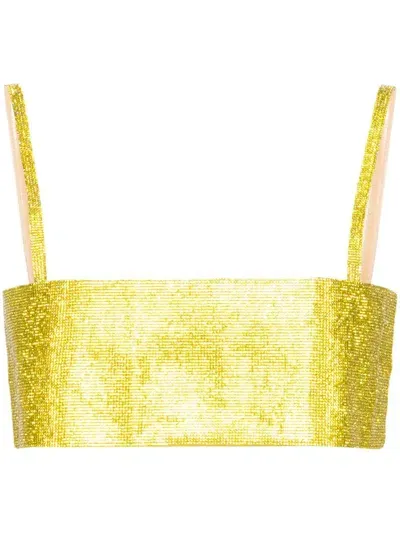 Nué Charlotte Rhinestone-embellished Crop Top In Yellow