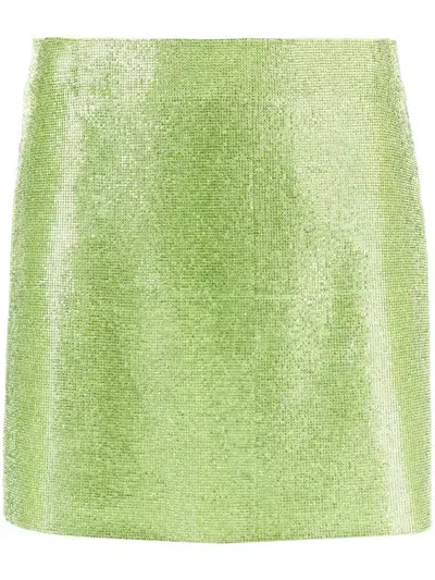 Nué Rhinestone-embellished Silk Mini Skirt In Green