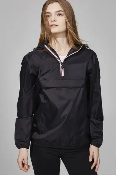 O8lifestyle Unisex 1/4 Zip Rain Jacket In Black