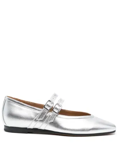 Oa Non- Fashion Laminated-finish Ballet Flats In Silver