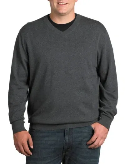 Oak Hill Premium By Dxl Cashmere Blend V-neck Sweater In Flannel Grey