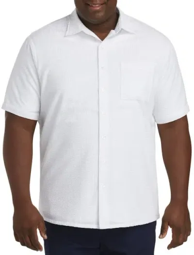 Oak Hill Premium By Dxl Oak Hill Seersucker Stripe Sport Shirt In White