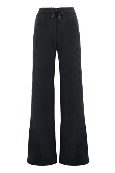 Off-white Cotton Trousers In Black