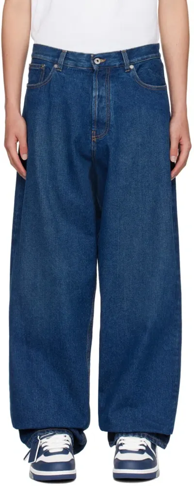 Off-white Blue Arr Loose Jeans In Blue No Color