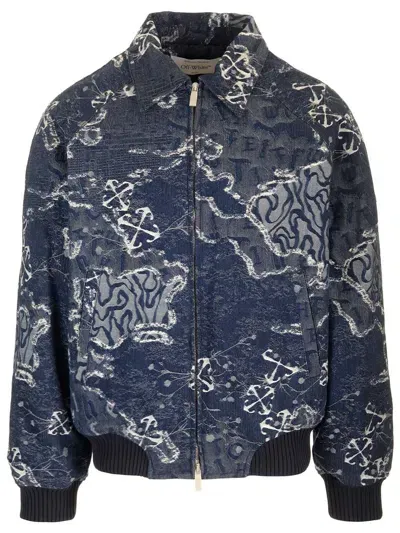 Off-white Blue Jacquard Bomber Jacket