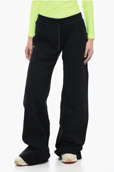 Off-white Brushed Cotton Straight Fit Round Joggers In Black