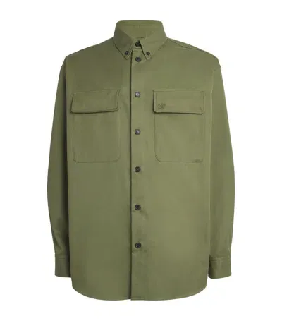 Off-white Cotton Military Overshirt In Green