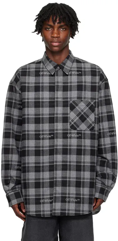 Off-white Gray Check Jacket In Dark Grey B