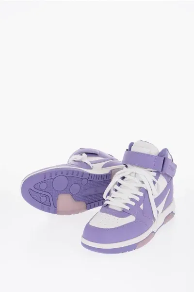 Off-white Lace-up Out Of Office Leather Sneakers With Velcro Closure In Purple