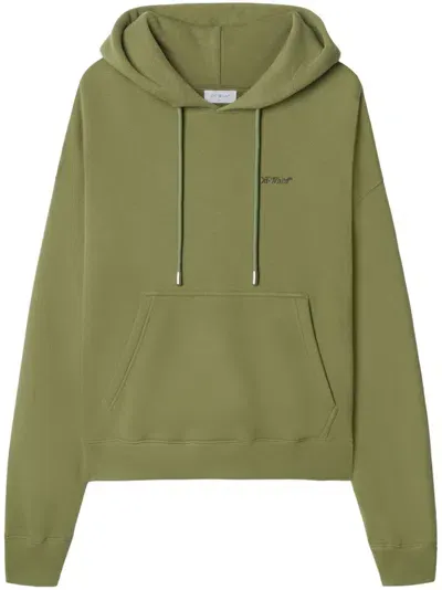 Off-white Logo-print Hoodie In Green