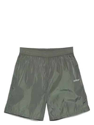 Off-white Logo-print Swim Shorts In Green