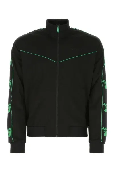 Off-white Logo-embroidered Zip-up Jacket In Black