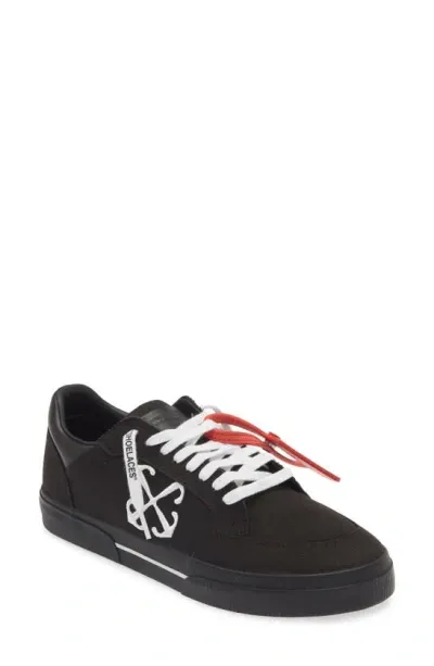 Off-white Vulcanized Contrasting-tag Canvas Sneakers In Black