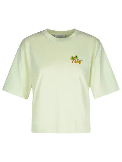 Off-white Off White 'ramage Flower' Green Cotton T Shirt