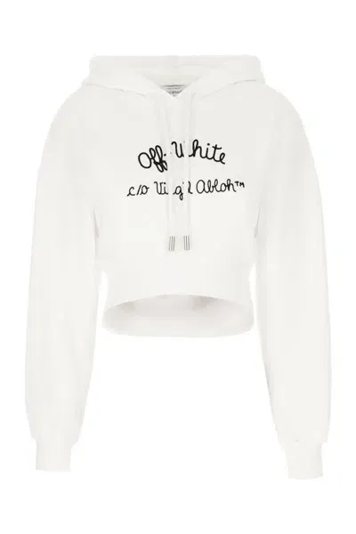 Off-white White Cotton Sweatshirt In White Black