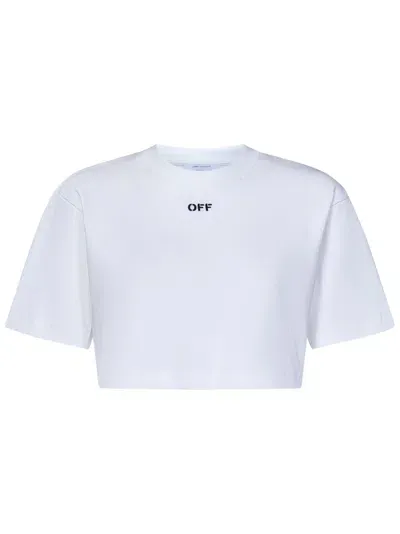 Off-white Off Cotton Blend Jersey T-shirt In White