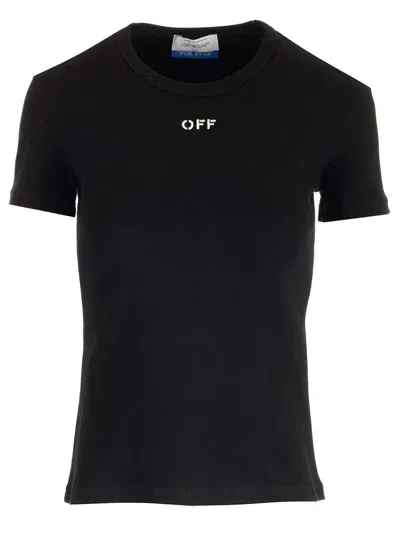 Off-white White T-shirt With Logo In Black