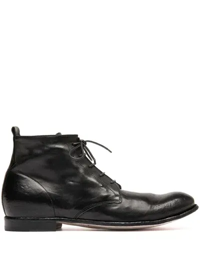 Officine Creative Lace-up Leather Boots In Black