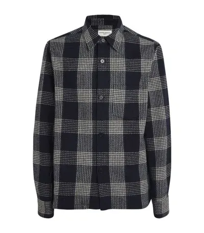 Officine Generale Cotton Check Jacket In Blue