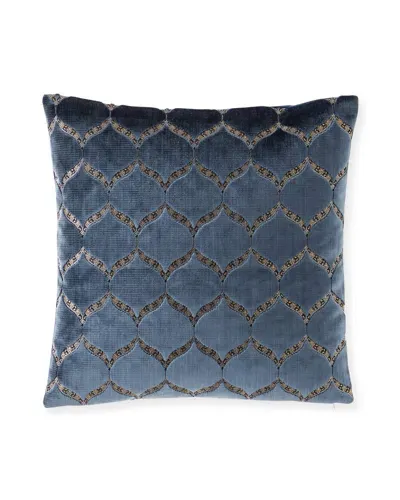 Olivia Quido Safari Velvet Accent Pillow, 20"sq In Blue