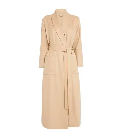 Olivia Von Halle Cashmere Logan Robe In Beige