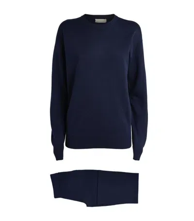 Olivia Von Halle Silk-blend Carmel Tracksuit In Navy