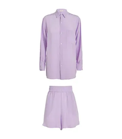 Olivia Von Halle Silk Kick Pyjama Set In Purple