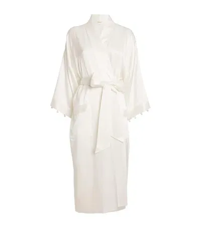 Olivia Von Halle Silk Sabine Robe In White