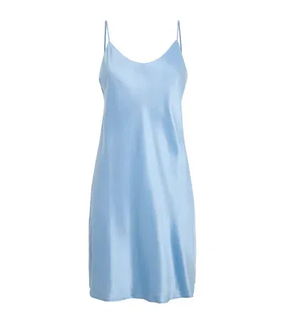 Olivia Von Halle Silk Venus Mini Slip Dress In Blue