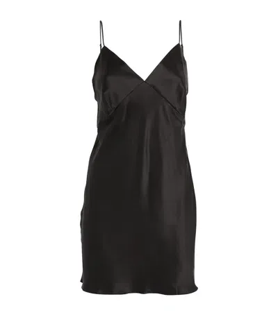 Olivia Von Halle Silk Xena Slip Mini Dress In Black