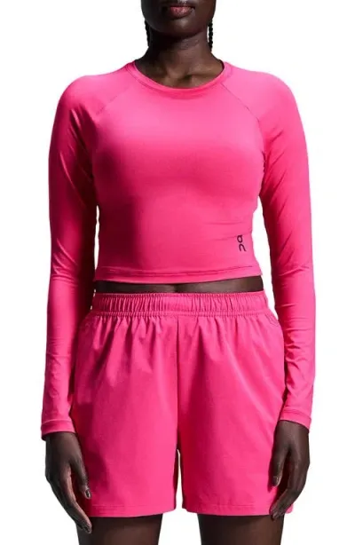 On Movement Lg Sleeve Crop Top In Pink