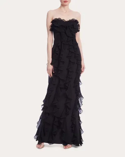 One33 Social Strapless Ruffle Column Gown In Black