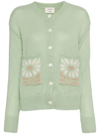 Onefifteen Flower-patterned Cardigan In Green