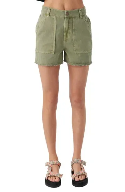 O'neill Kids' Charli Cotton Twill Carpenter Shorts In Oil Green