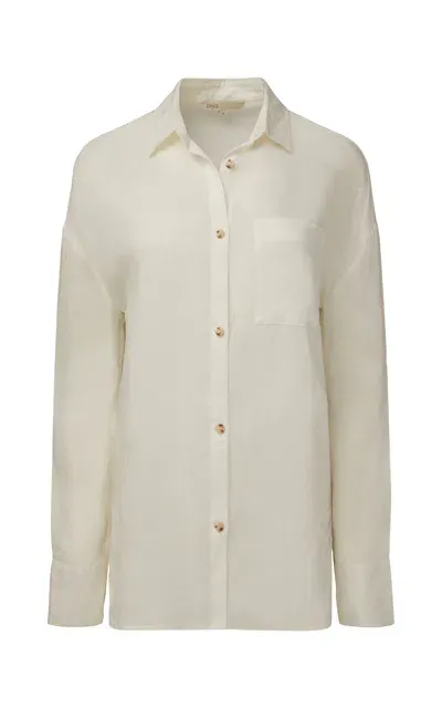 Onia Linen-blend Boyfriend Shirt In White