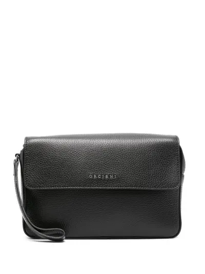 Orciani Logo-lettering Clutch Bag In Black